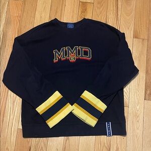 Men's Navy Sweater with Yellow and Black Stripes